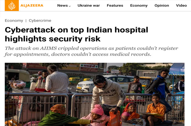 Cyberattack on top Indian hospital highlights security risk