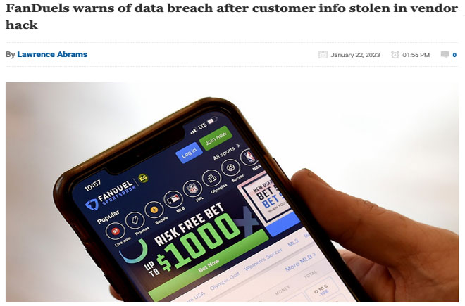 FanDuels warns of data breach after customer info stolen in vendor hack