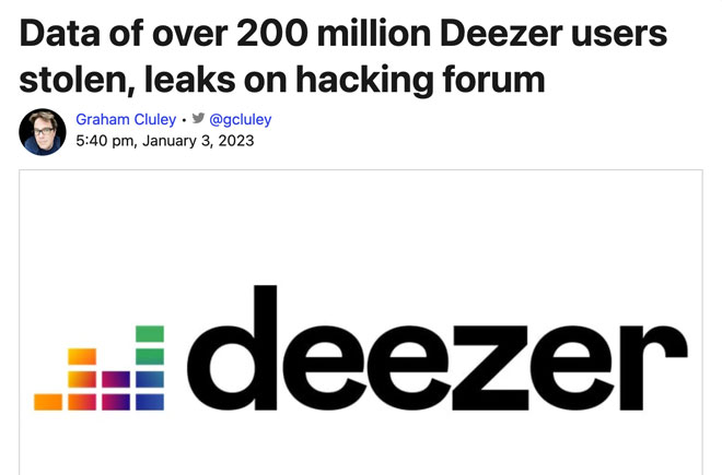 Data of over 200 million Deezer users stolen, leaks on hacking forum