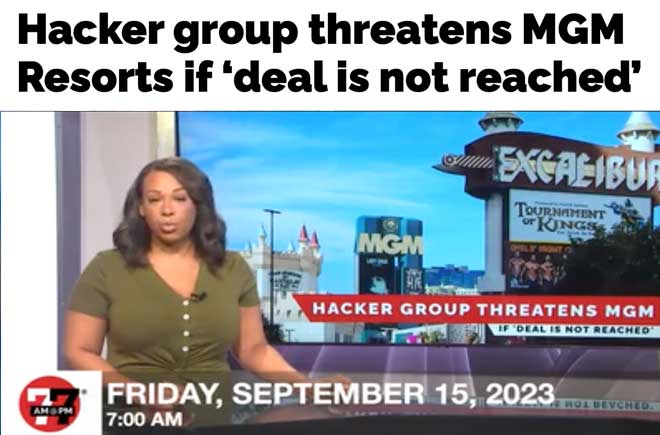  Hacker group threatens MGM Resorts if ‘deal is not reached’