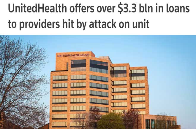 UnitedHealth offers over $3.3 bln in loans to providers hit by attack on unit  