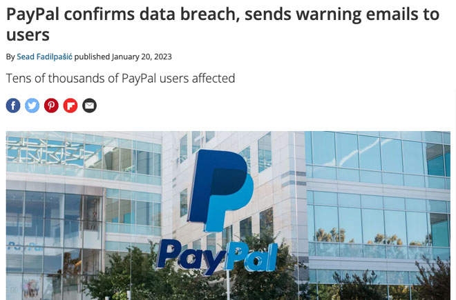 PayPal confirms data breach, sends warning emails to users