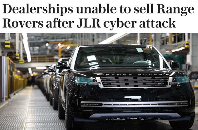  Dealerships unable to sell Range Rovers after JLR cyber attack 